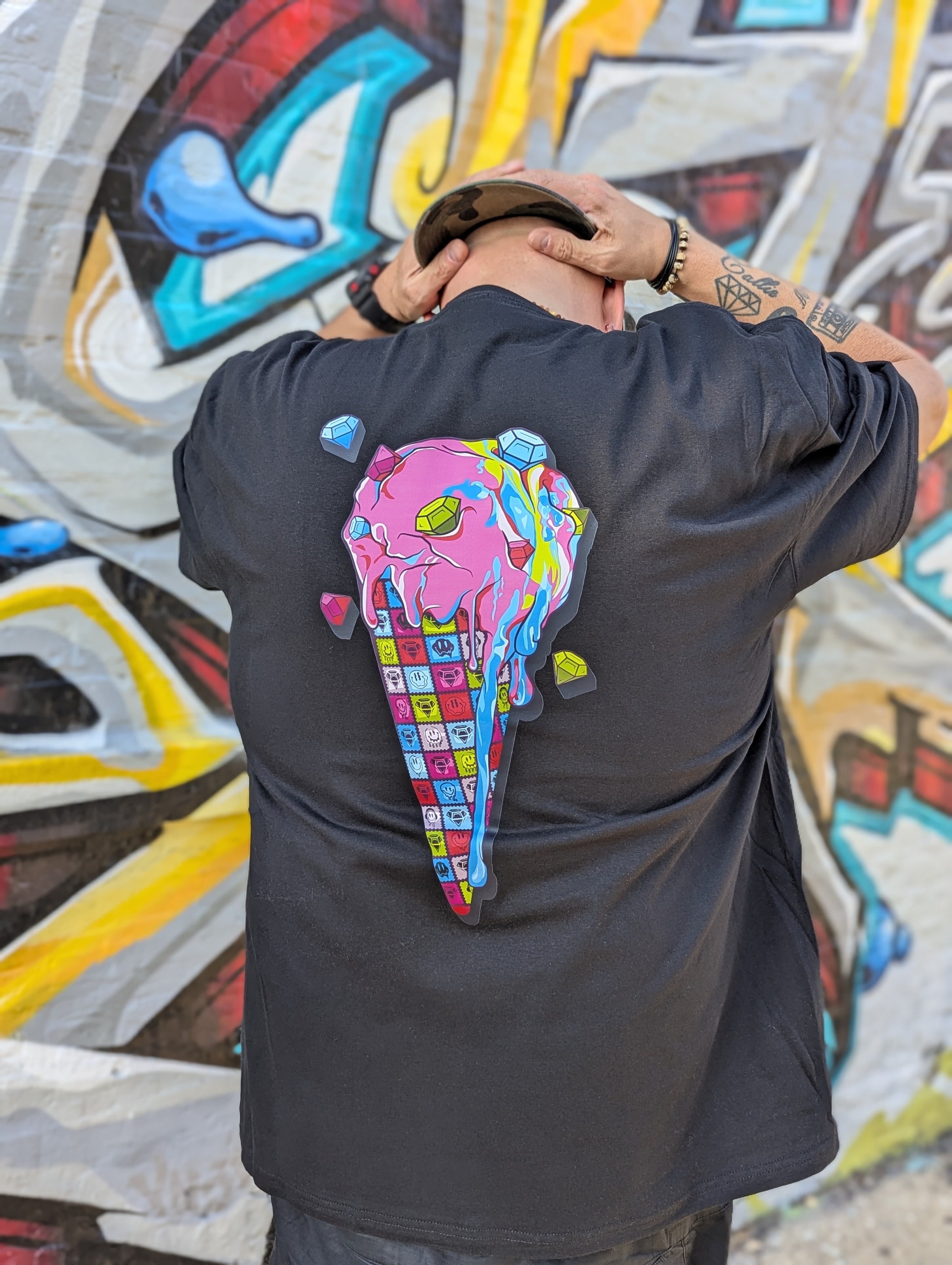DJ Gettoblaster tee — back full DTF transfer detail