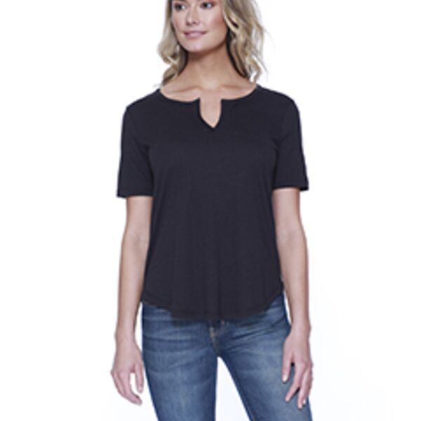 Ladies' Cotton/Modal Slit V-Neck Thumbnail